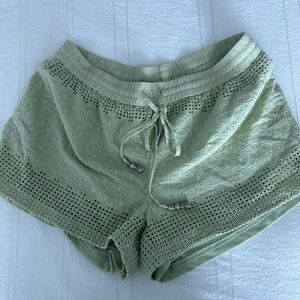 Green drawstring shorts